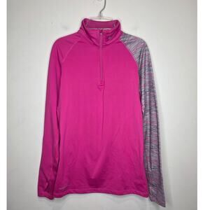 Nike Pro Combat Therma fit pink grey 1/4 zip pullover shirt jacket - medium